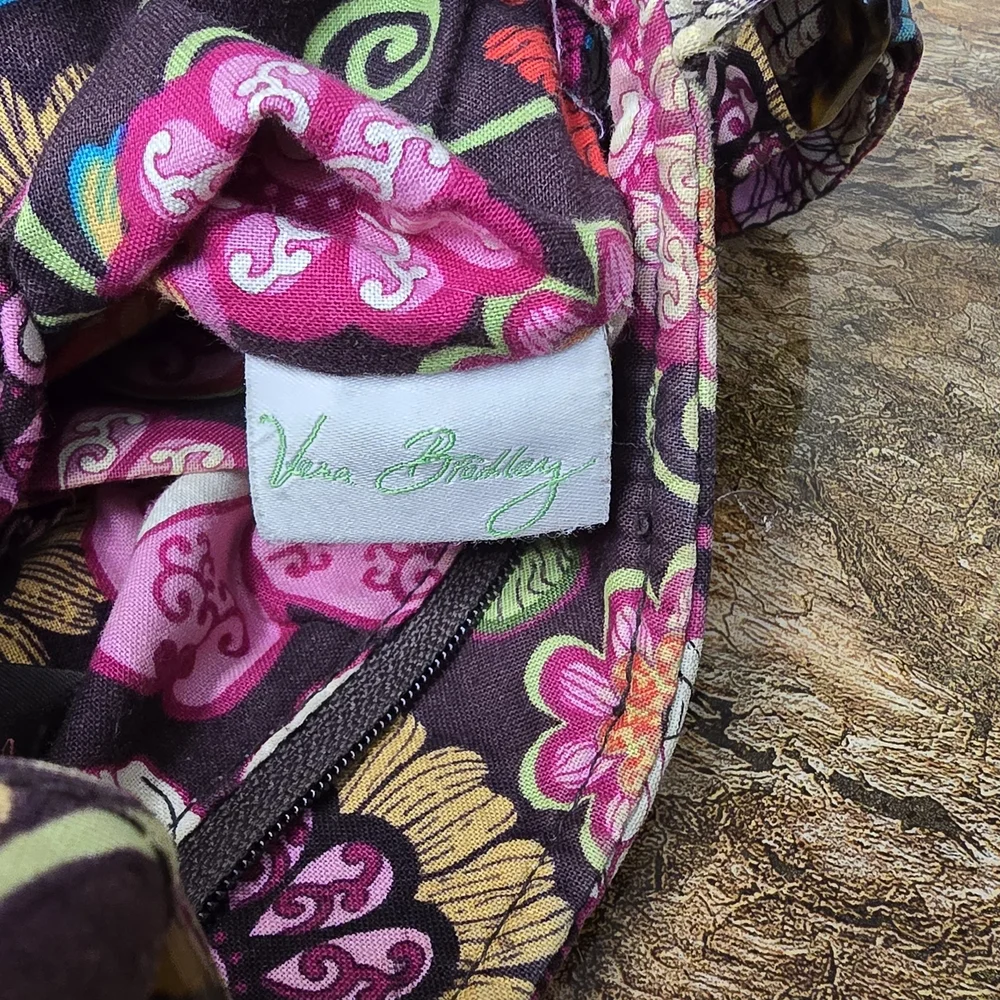 Vera Bradley Floral Quilted Hipster Crossbody Bag Brown Pink Shoulder Purse